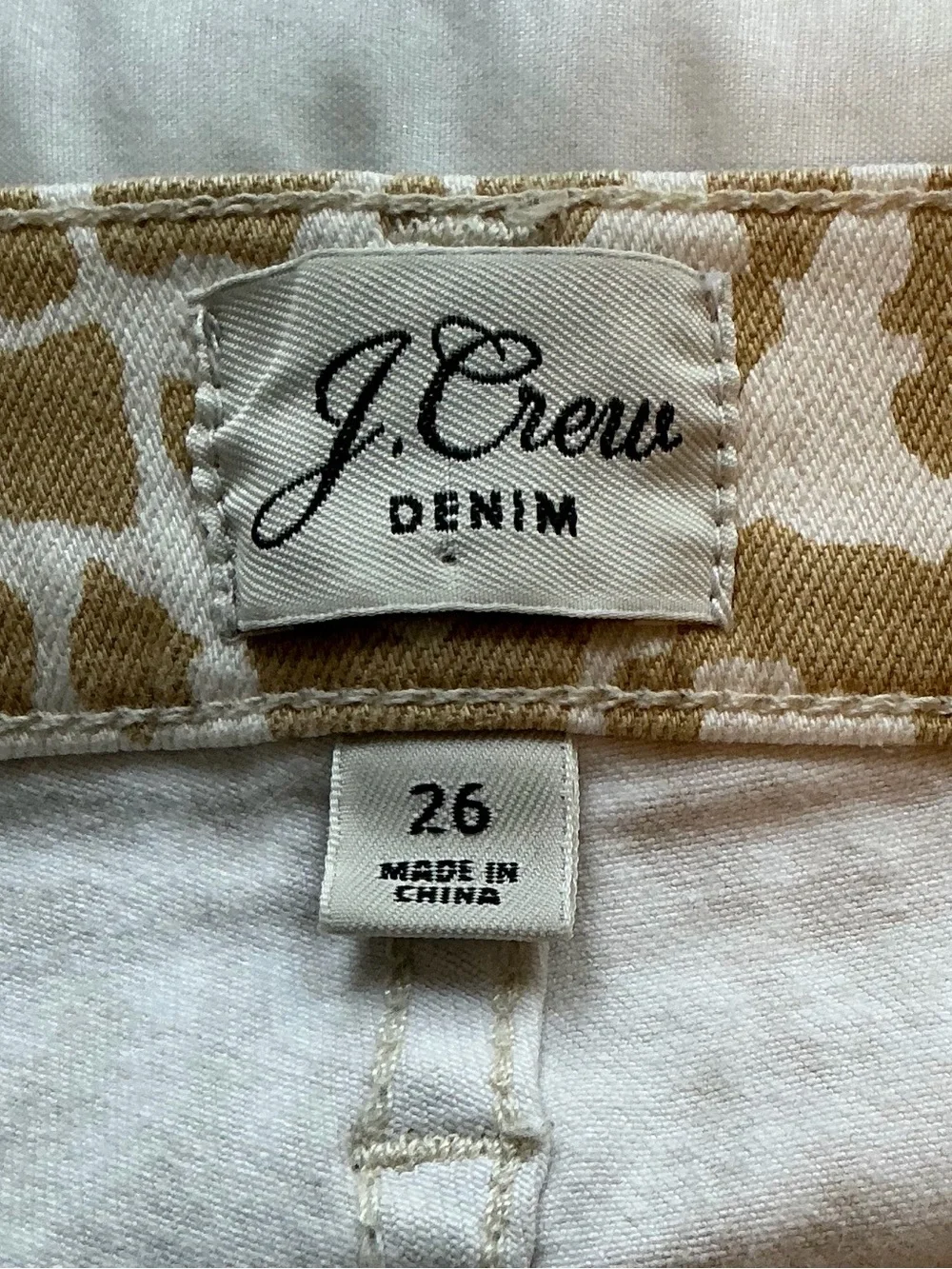 J. Crew Beige and Cream Leopard Skinny Jeans